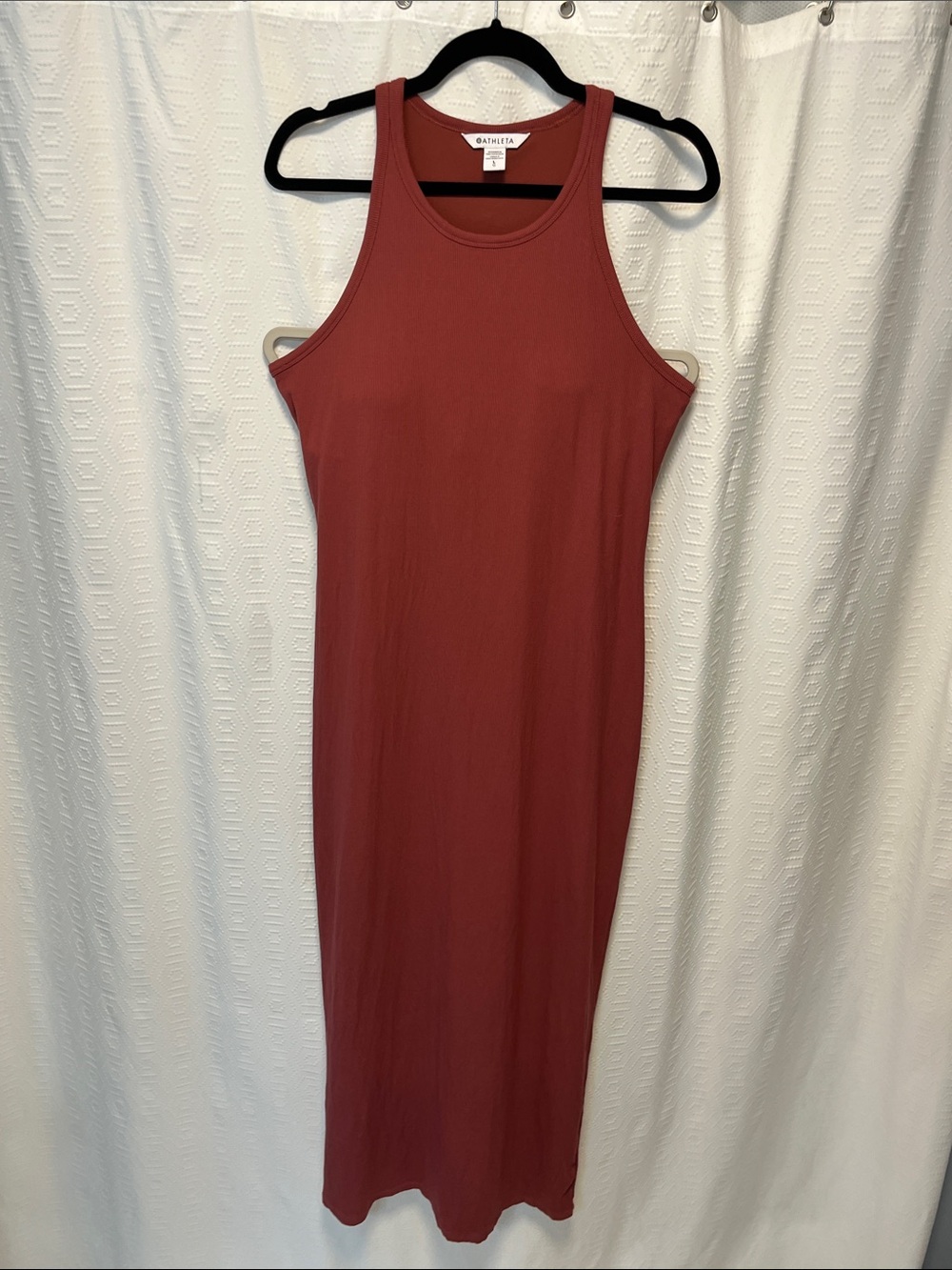 Athleta Signature Rib Maxi Dress in Brick Red